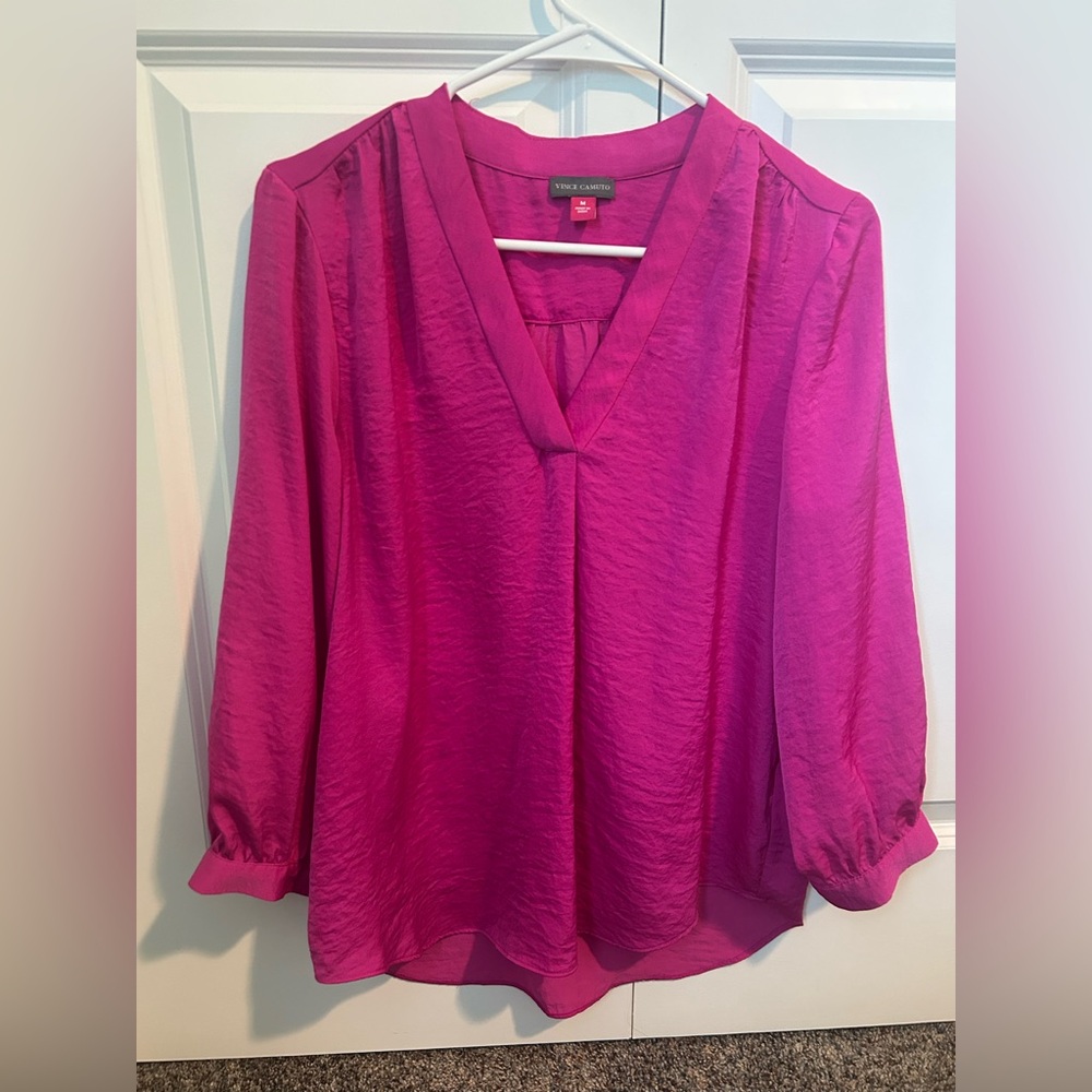 Vince Camuto Fuchsia V-Neck Blouse